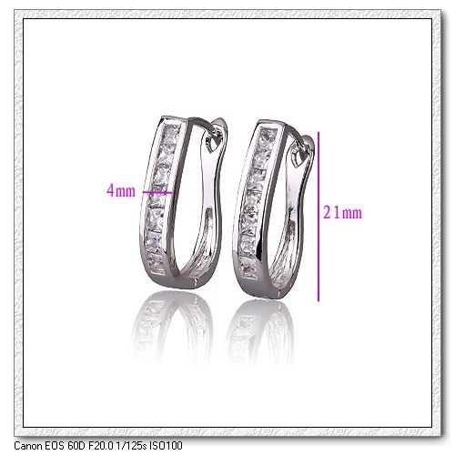 18k WHITE Gold Filled Lady Earrings CZ - 3