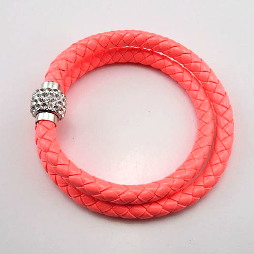 Läder Punk Magnetisk strass spänne halsband dubbel armband