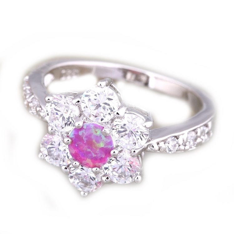 Silver FILLED RING PINK Fire Opal  - 4