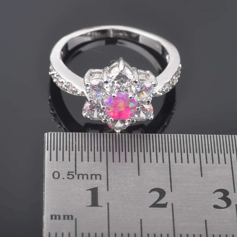 Silver FILLED RING PINK Fire Opal  - 3