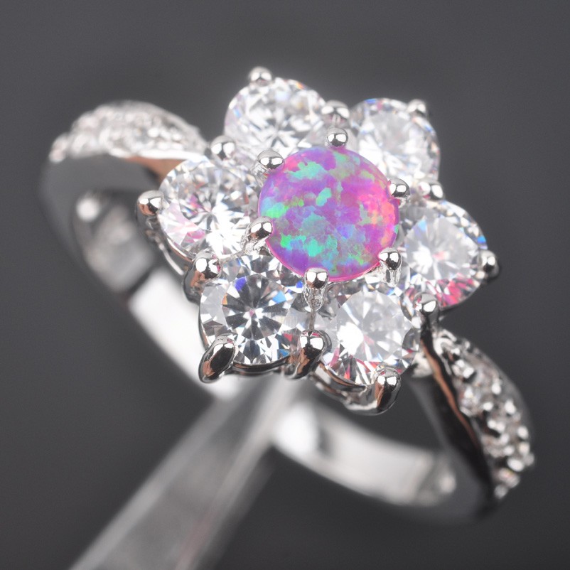 Silver FILLED RING PINK Fire Opal 