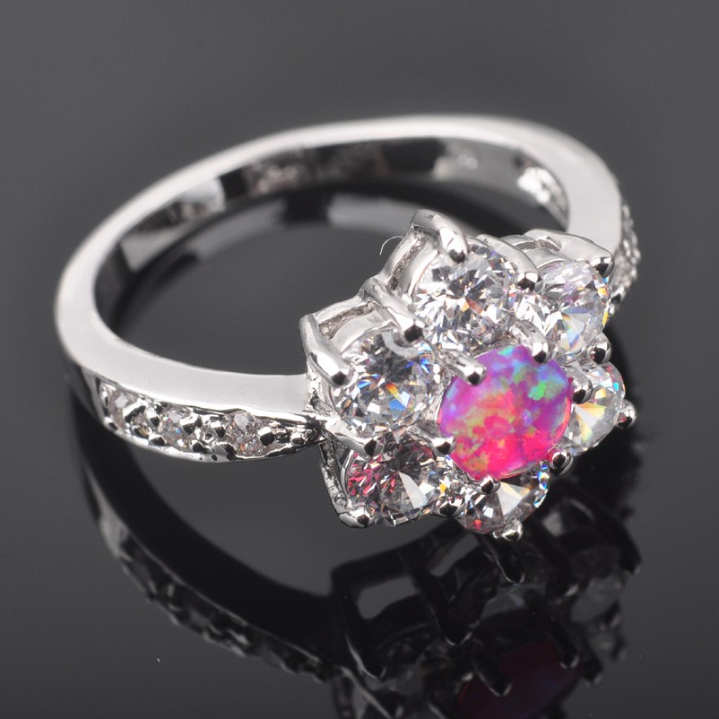Silver FILLED RING PINK Fire Opal  - 2