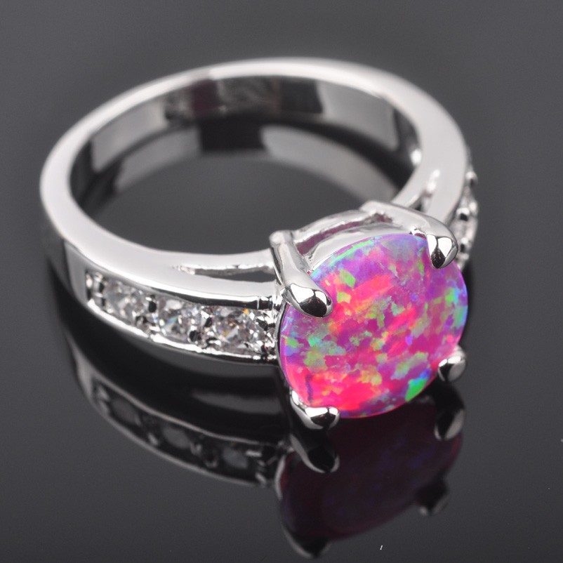 Silver FILLED RING PINK Fire Opal  - 2