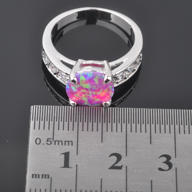 Silver FILLED RING PINK Fire Opal  - 3