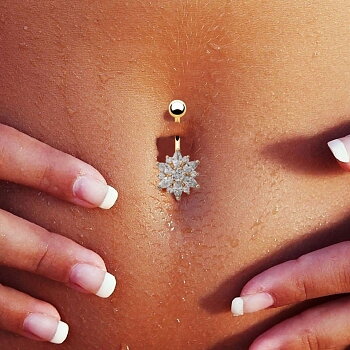 Gold Plated Navel Belly Button Ring Body Piercing Jewelry