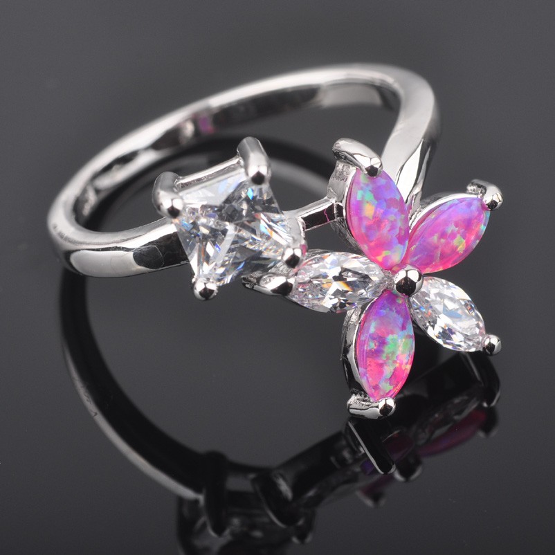Silver FILLED RING PINK Fire Opal  - 3