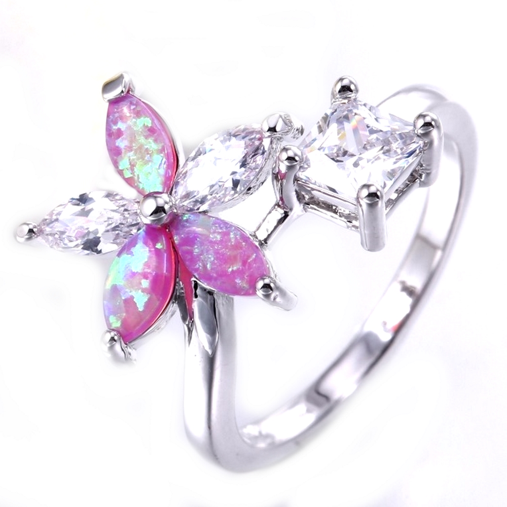 Silver FILLED RING PINK Fire Opal 
