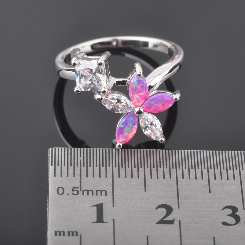 Silver FILLED RING PINK Fire Opal  - 5