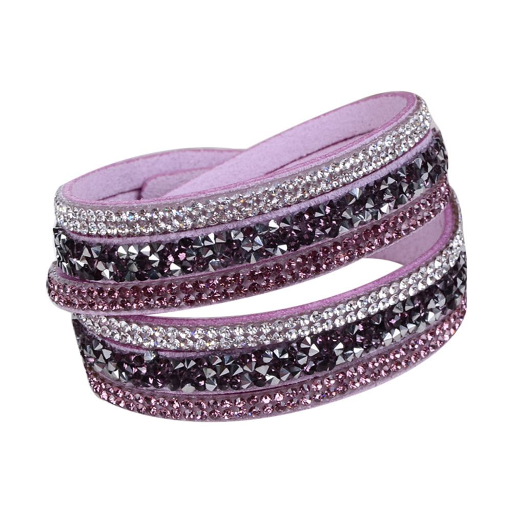 Rhinestone Leather Wrap Wristband Cuff Punk Bracelet Bangle - 8