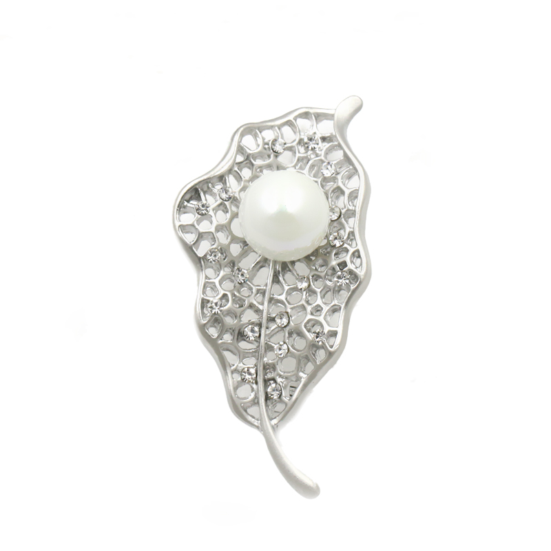 Brosch Kristall pärla SILVER/GULD - 2