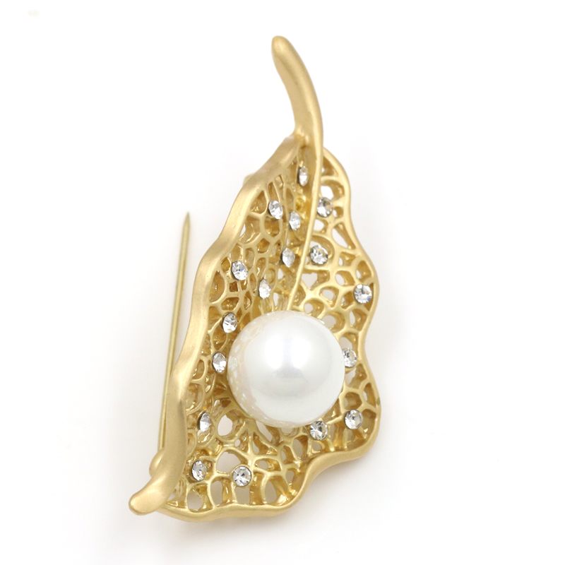 Brosch Kristall pärla SILVER/GULD - 5