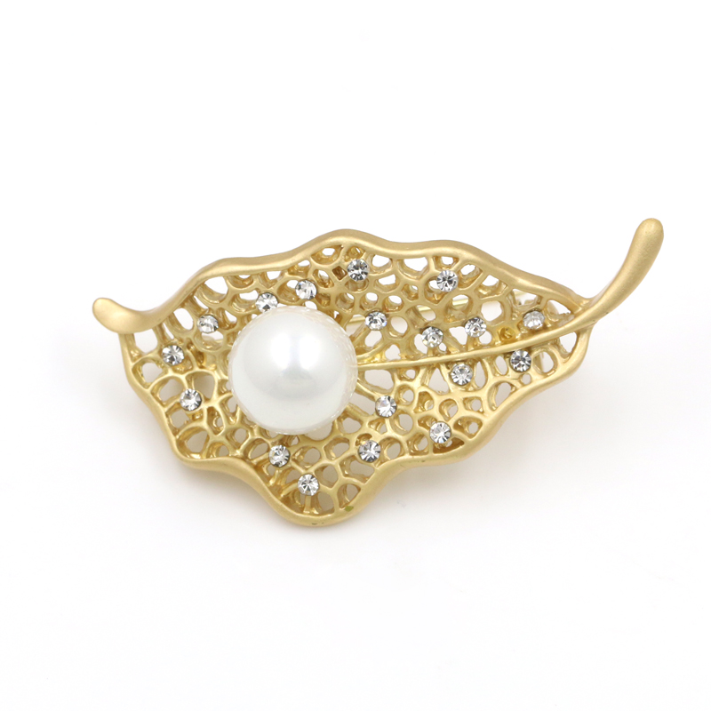 Brosch Kristall pärla SILVER/GULD - 6