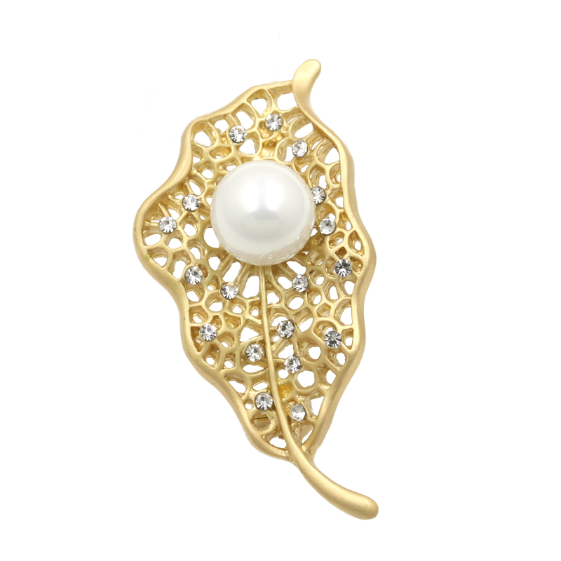 Brosch Kristall pärla SILVER/GULD - 3