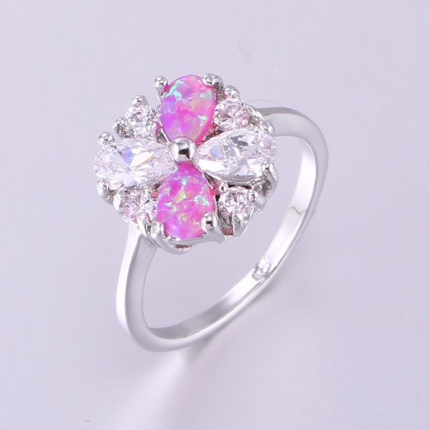 Silver FILLED RING PINK Fire Opal  - 2