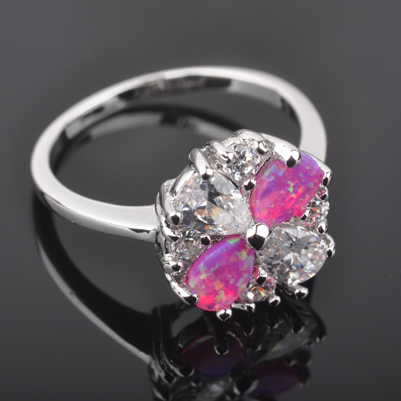 Silver FILLED RING PINK Fire Opal  - 4