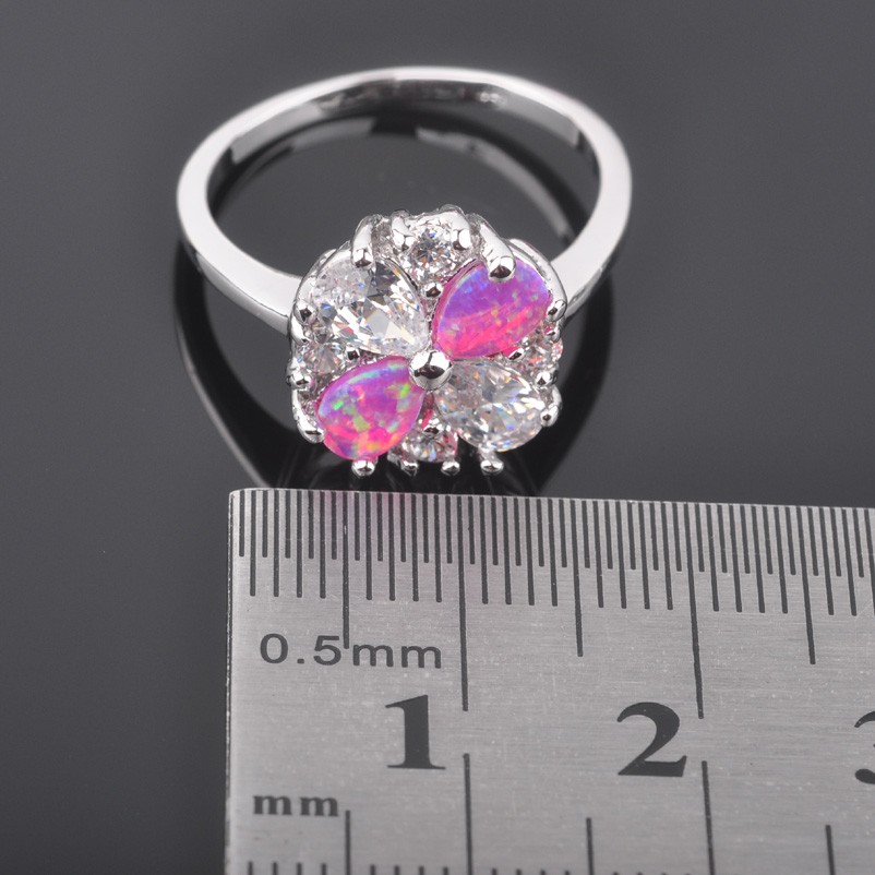 Silver FILLED RING PINK Fire Opal  - 3