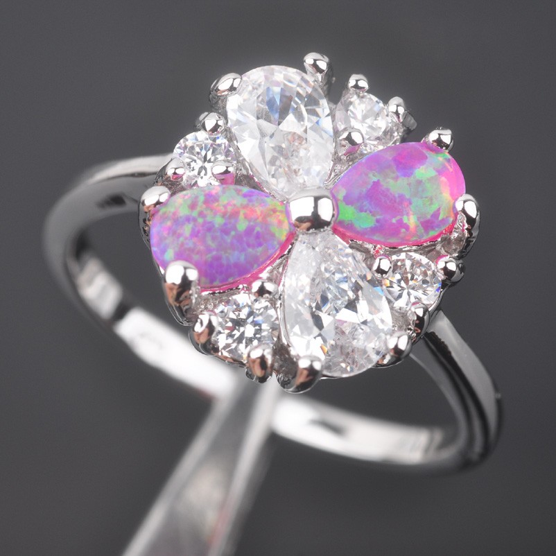 Silver FILLED RING PINK Fire Opal 