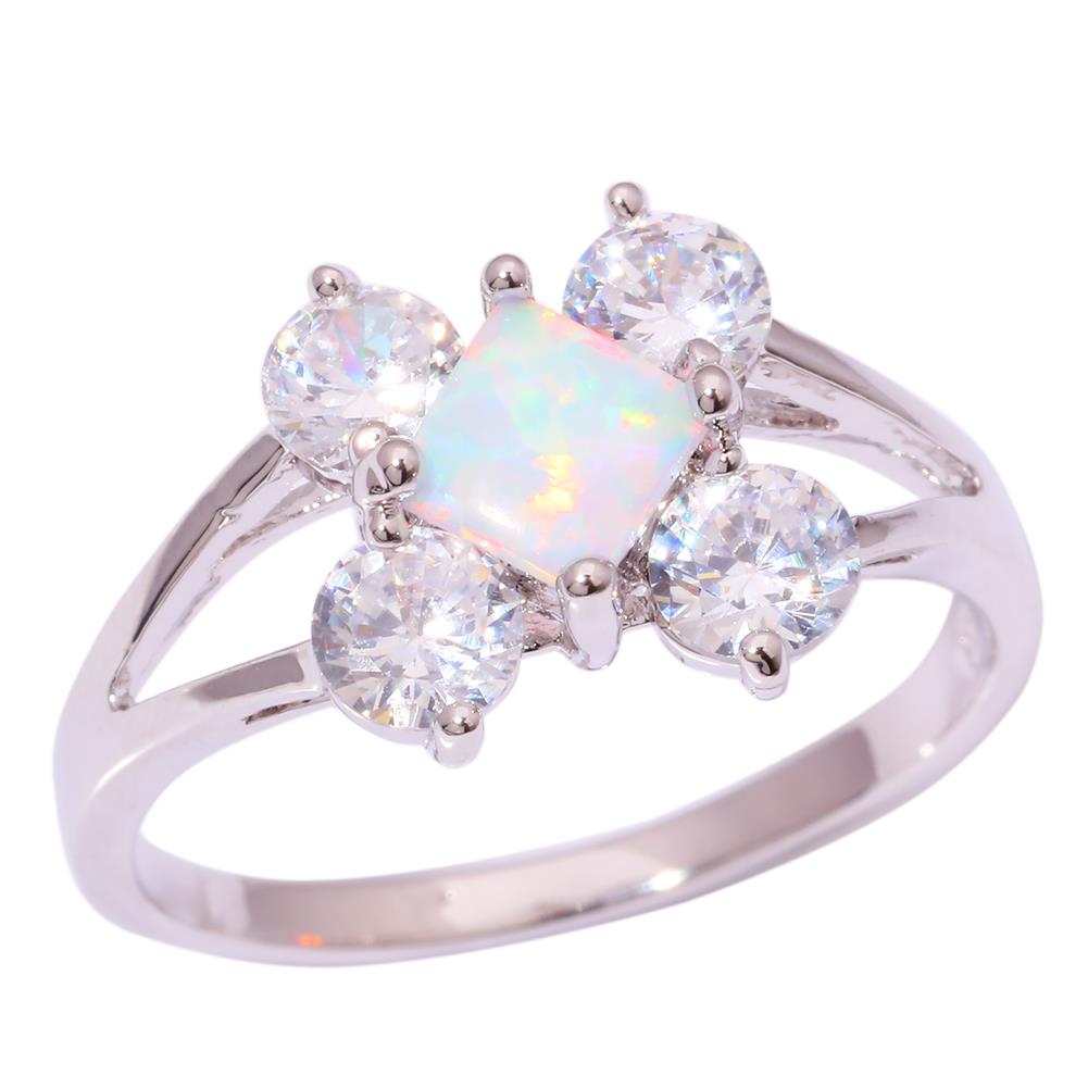 Silver FILLED RING White Fire Opal White Topaz