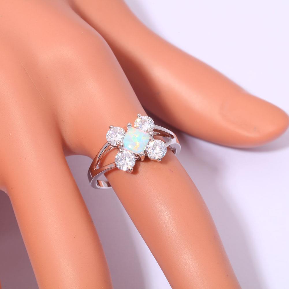 Silver FILLED RING White Fire Opal White Topaz - 3