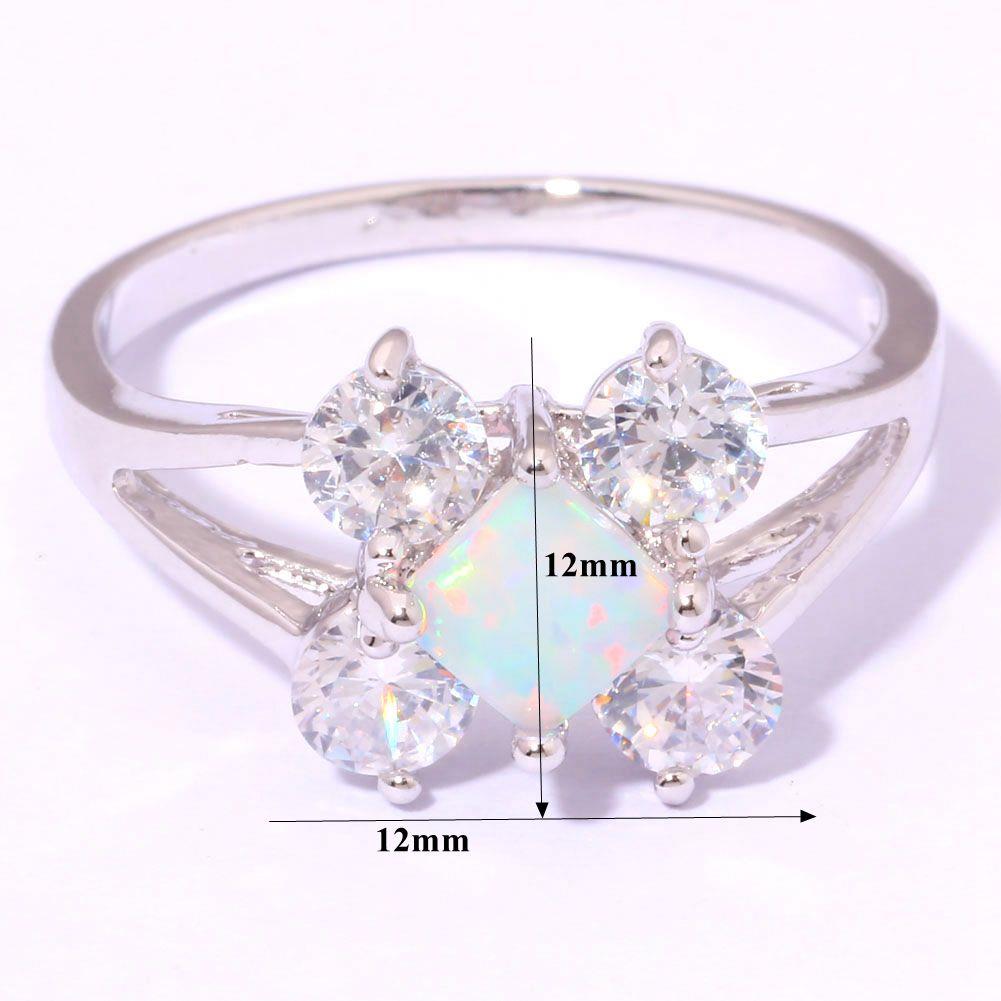 Silver FILLED RING White Fire Opal White Topaz - 5