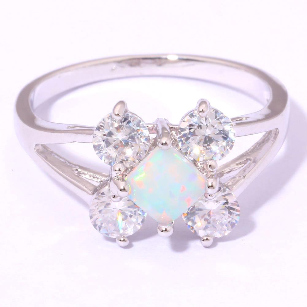 Silver FILLED RING White Fire Opal White Topaz - 4