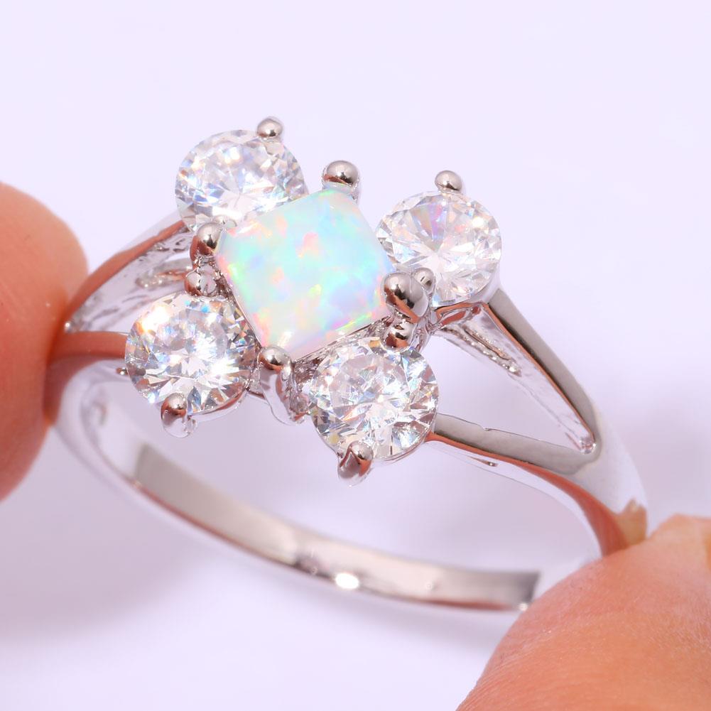 Silver FILLED RING White Fire Opal White Topaz - 2