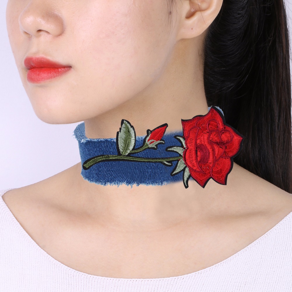 Vintage necklace Blue Jeans Flower  - 2