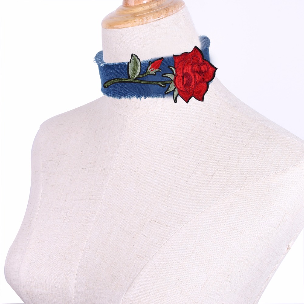 Vintage necklace Blue Jeans Flower  - 4