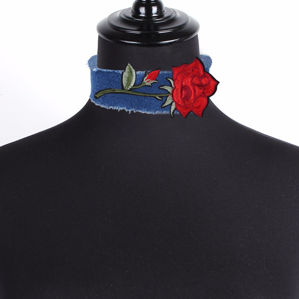 Vintage necklace Blue Jeans Flower  - 5
