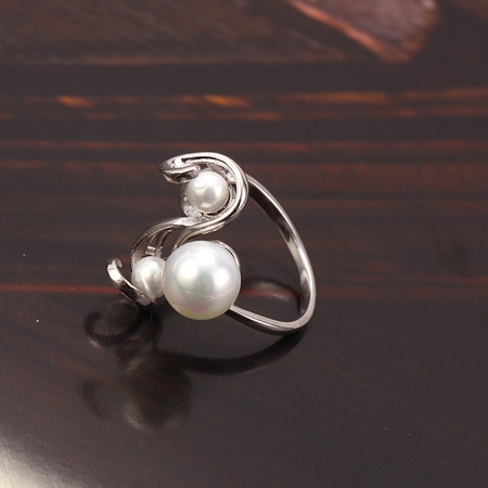18K White Gold Filled Pearl RING - 4