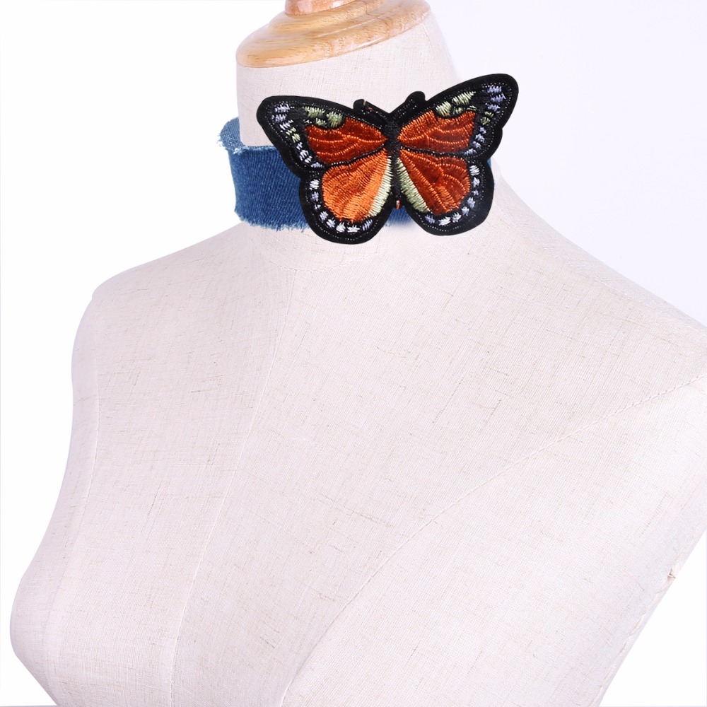 Halsband choker blå jeans Fjäril - 6