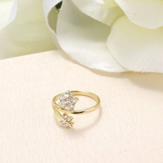 18K Guldfyllda Guld gulddoublé Filled CZ Ring #16