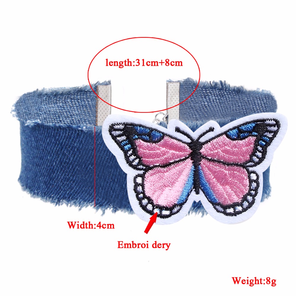 Vintage necklace Blue Jeans Butterfly  - 4