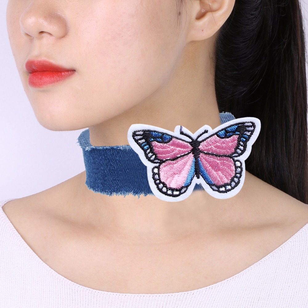 Vintage necklace Blue Jeans Butterfly  - 2