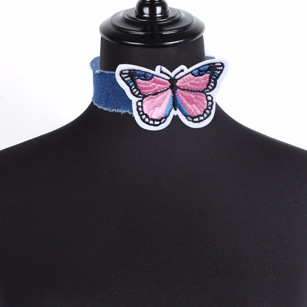 Vintage necklace Blue Jeans Butterfly  - 5