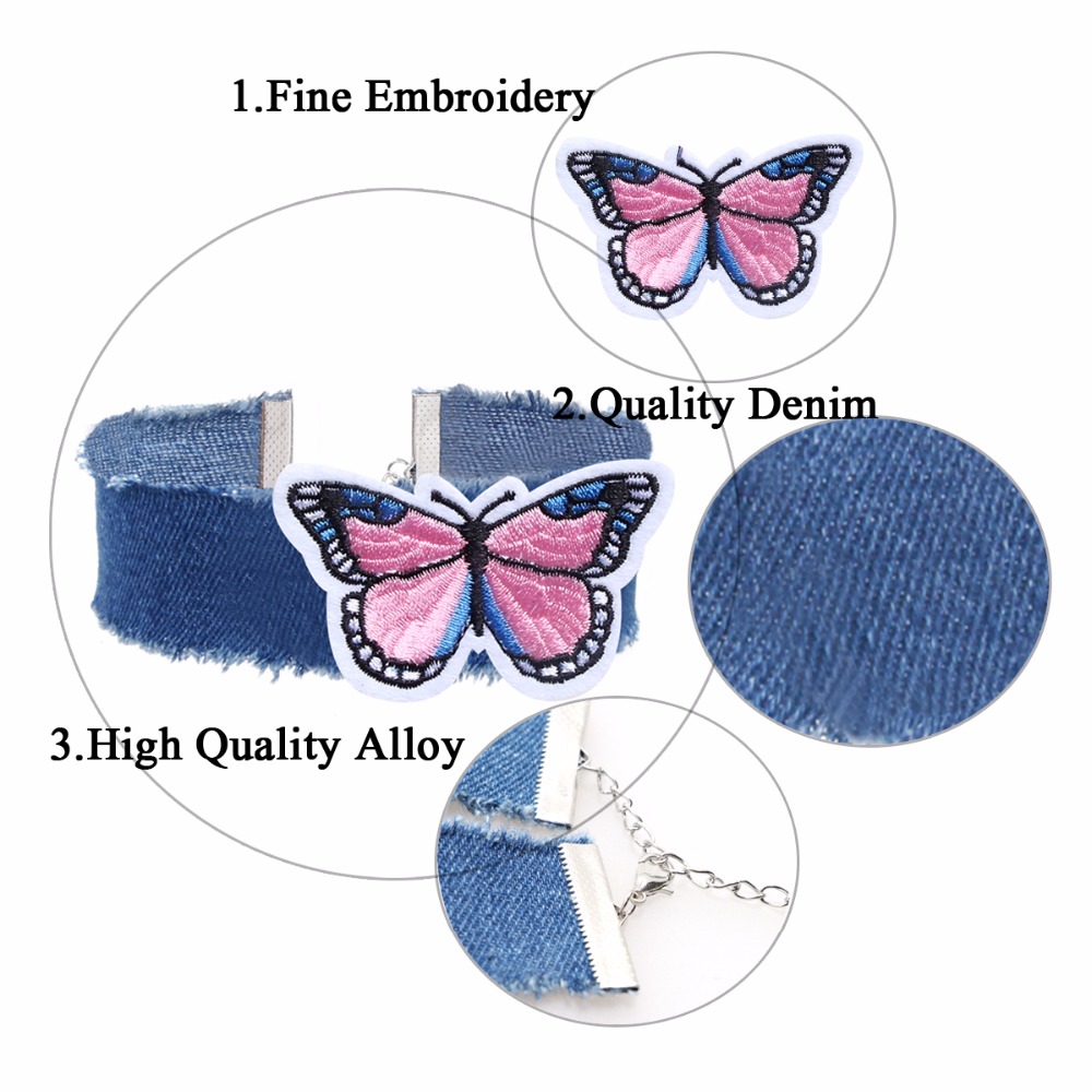 Vintage necklace Blue Jeans Butterfly  - 3