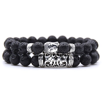 2 st / set naturliga stenar armband 