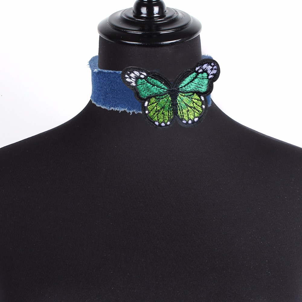 Vintage necklace Blue Jeans Butterfly  - 3