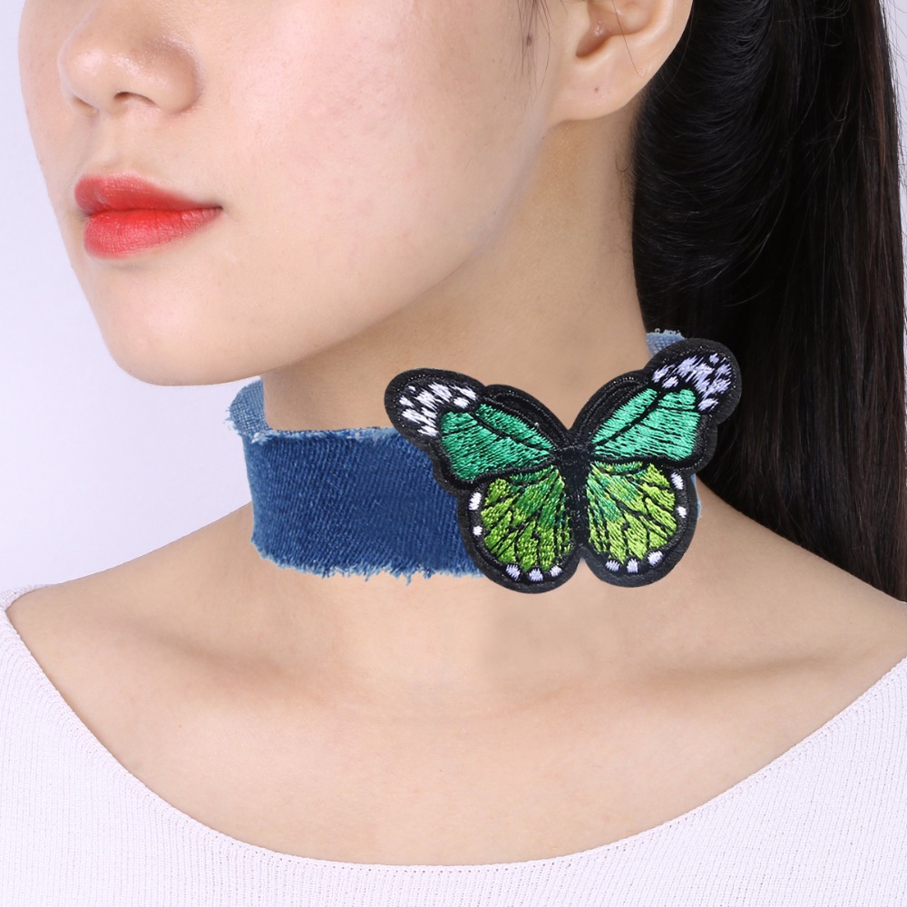 Vintage necklace Blue Jeans Butterfly  - 2