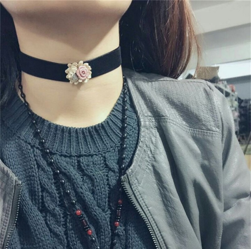 Halsband choker blomma - 7