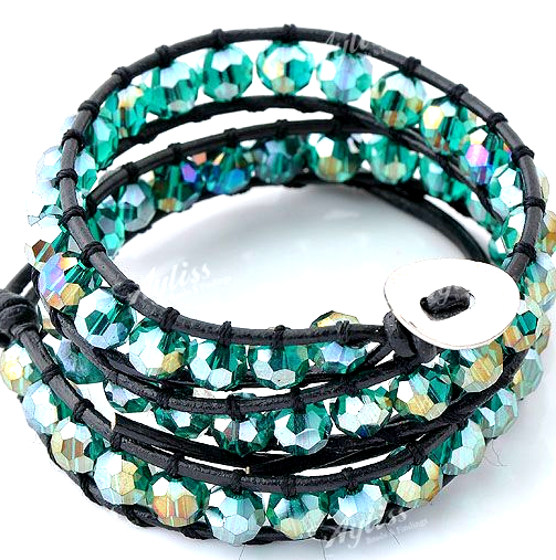 Berlock Armband Handgjorda läder 4mm Kristall