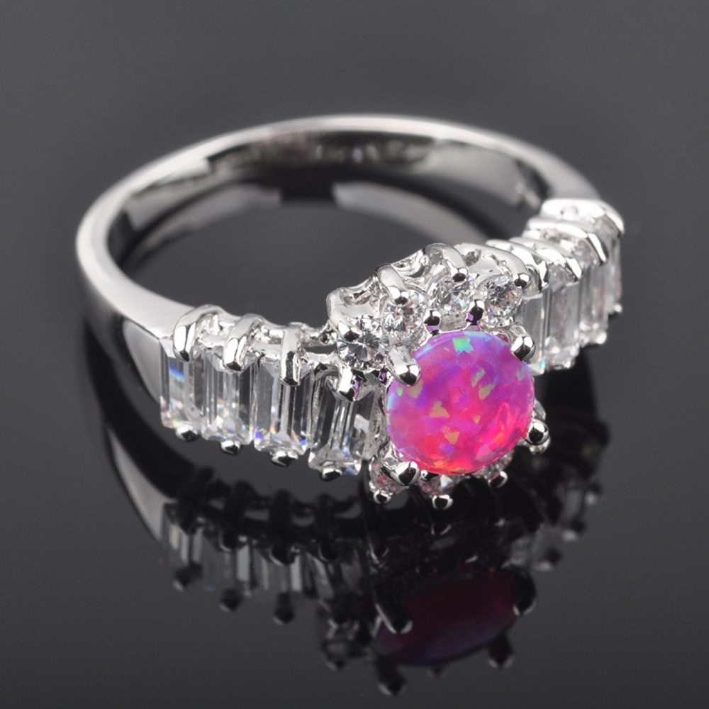 Silver FILLED RING PINK Fire Opal  - 3
