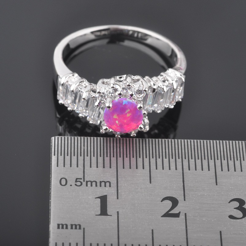 Silver FILLED RING PINK Fire Opal  - 2