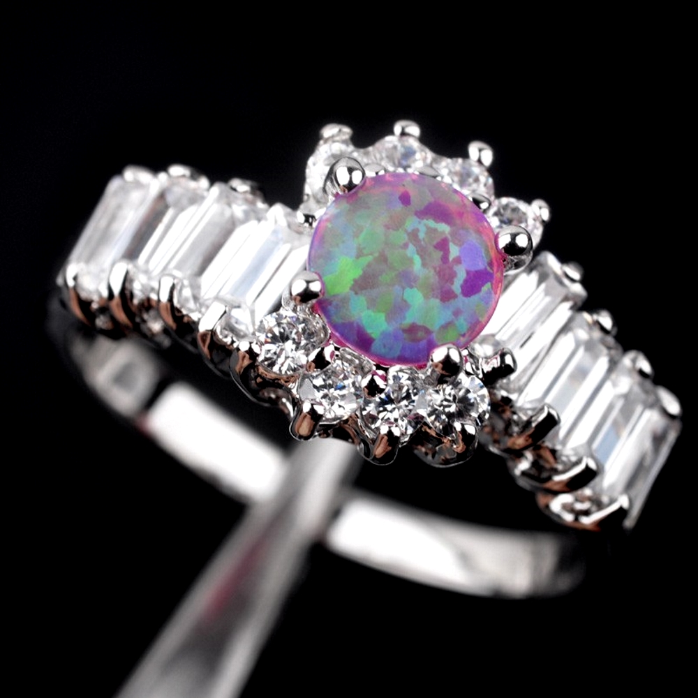 Silver FILLED RING PINK Fire Opal 