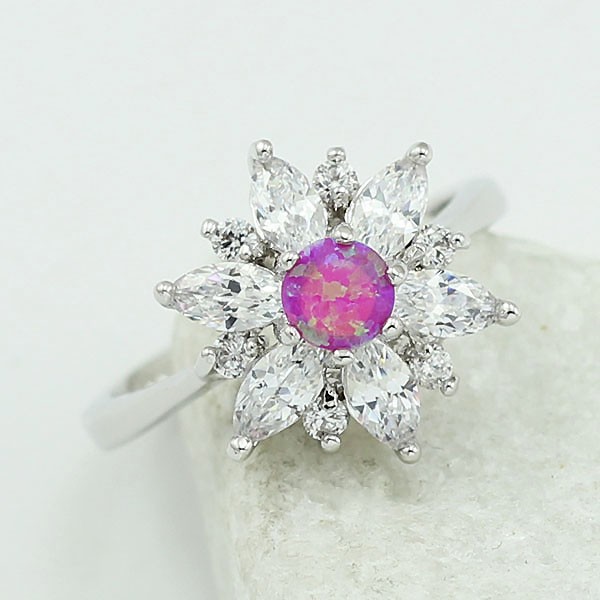 Silver FILLED RING PINK Fire Opal  - 3