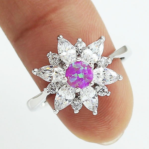 Silver FILLED RING PINK Fire Opal  - 2