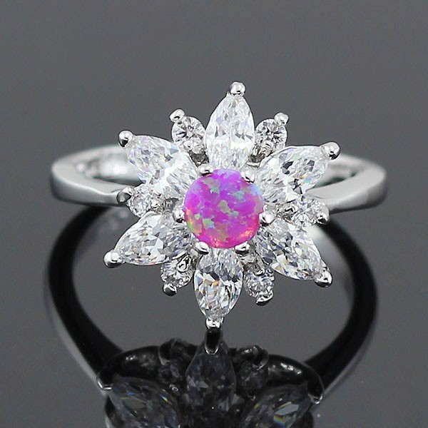 Silver FILLED RING PINK Fire Opal  - 4