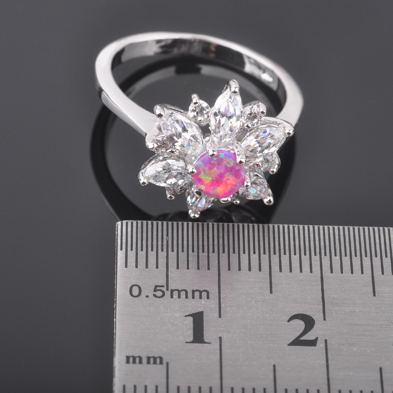 Silver FILLED RING PINK Fire Opal  - 5