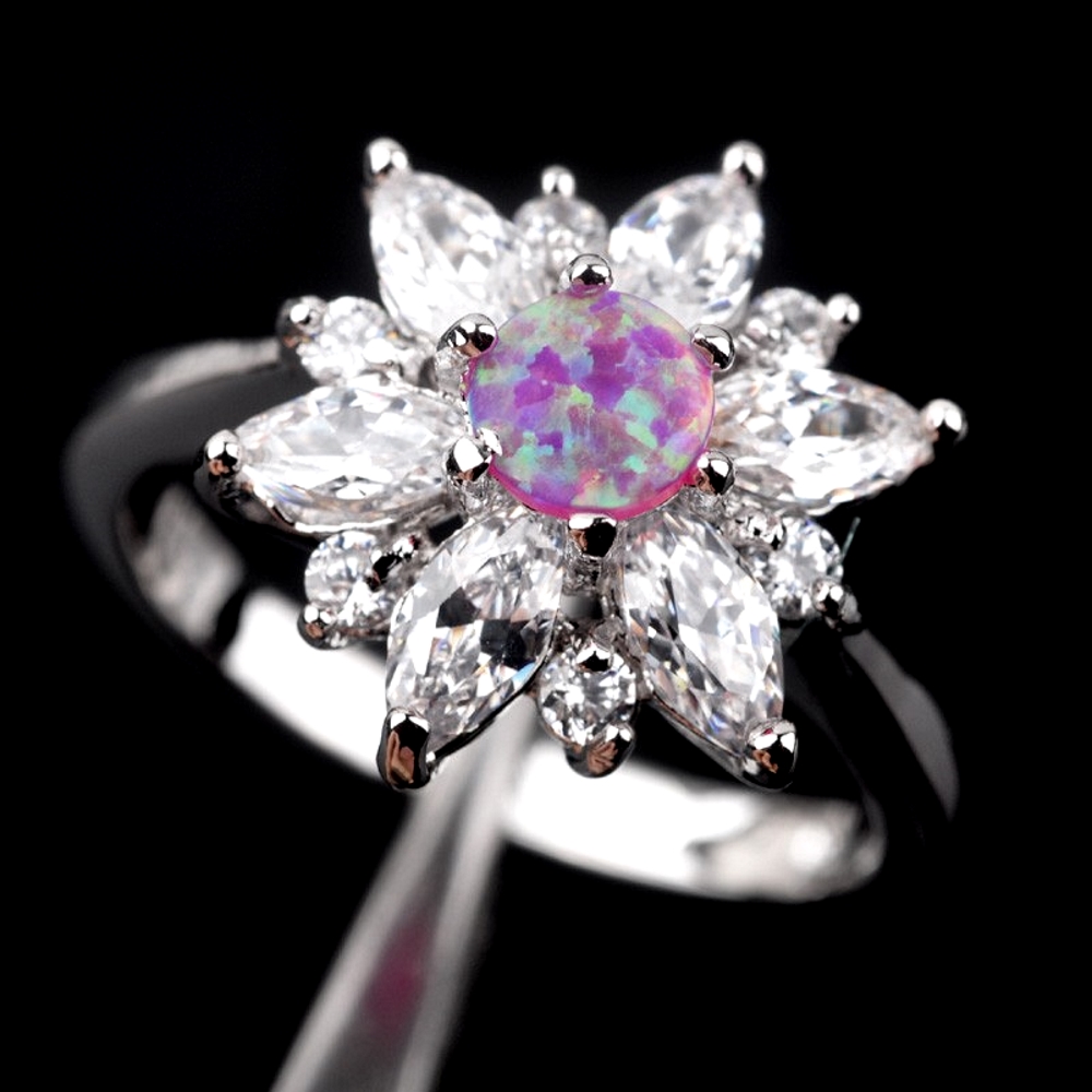 Silver FILLED RING PINK Fire Opal 