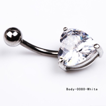 WHITE Gold Plated Navel Belly Button Ring Body Piercing Jewelry - 3